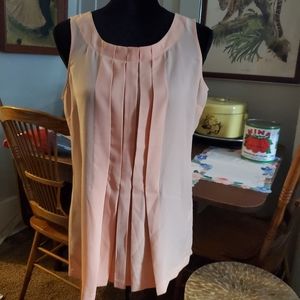 New York & Co. Pleated Peach Chiffon Top M NWOT